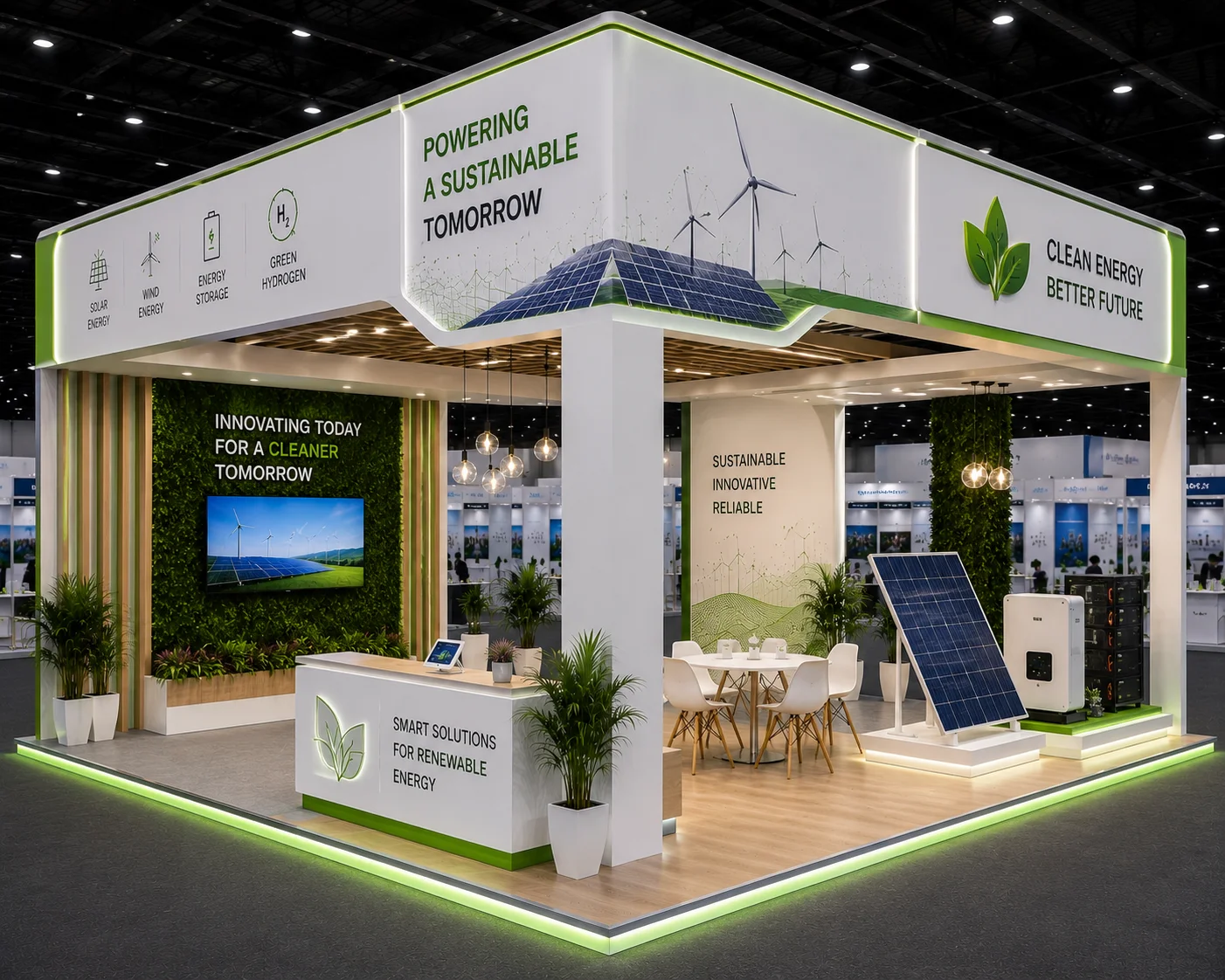 Two-Side Open Exhibition Stall Design for Renewable Energy India